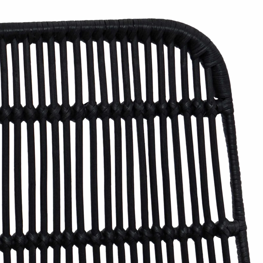 Sedia da pranzo 2 pcs Nero 41 x 55 x 85 cm Rattan e acciaio