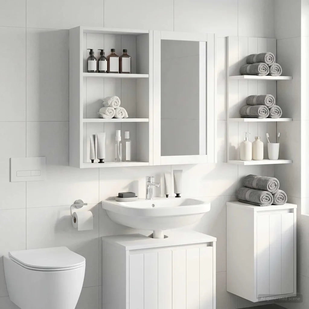 Armadio da bagno a muro con lo scaffale Bianco 40 x 14 x 70 cm 889359