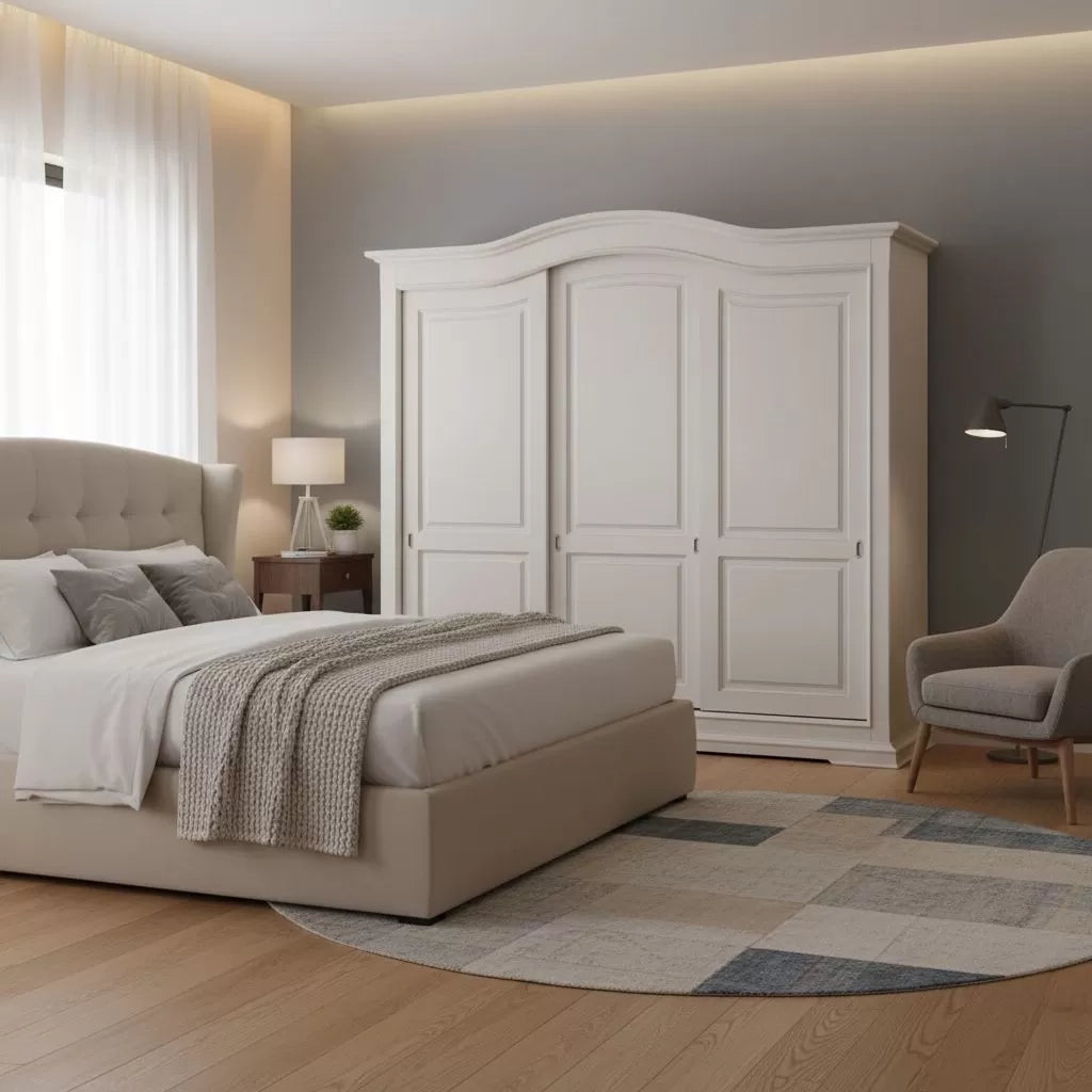 Armadio classico legno bianco 3 porte scorrevoli  294x68x265 - Mobili 2G