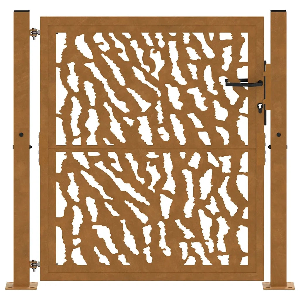 Cancello da giardino 100x100 cm in acciaio corten con design a traccia 4100984
