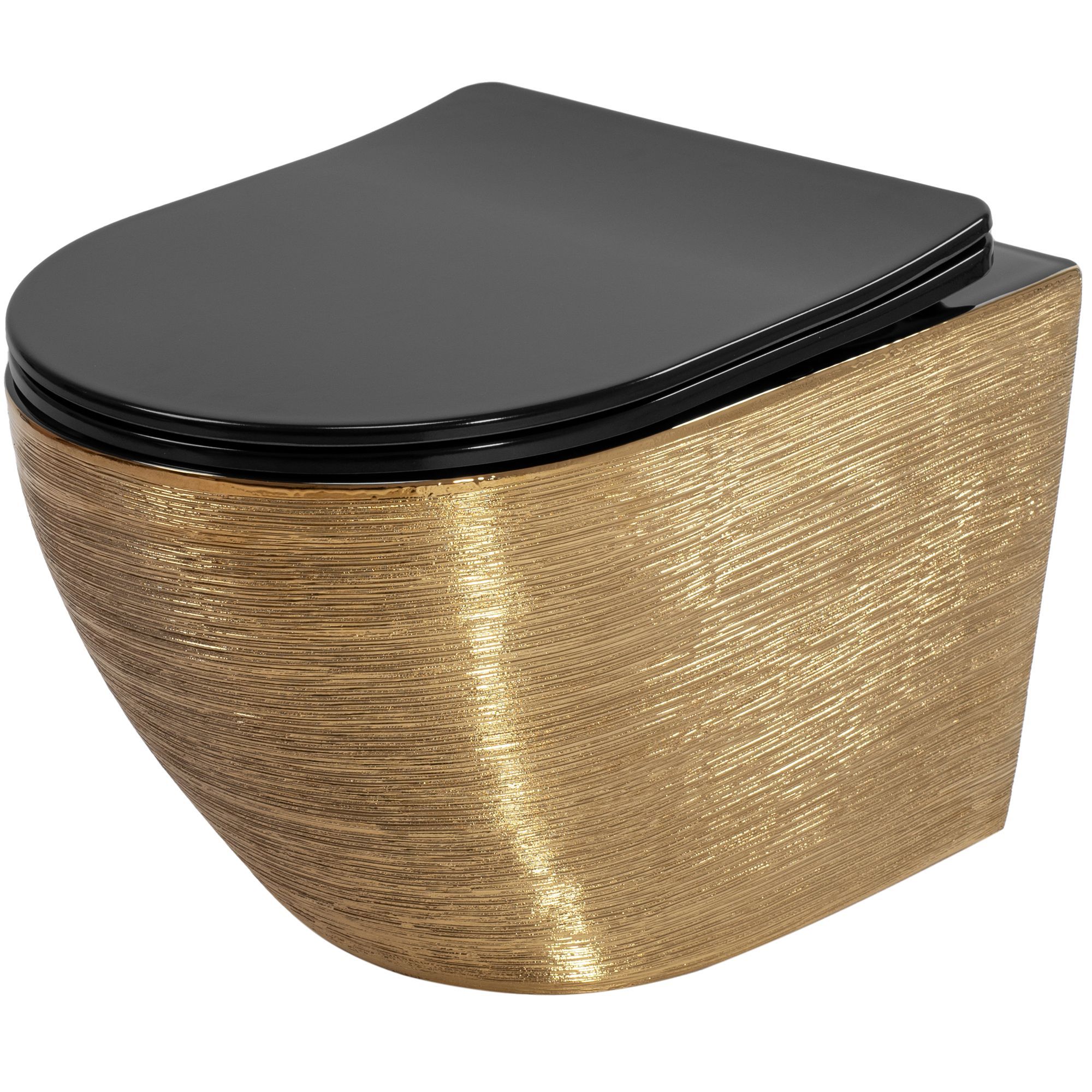 Vaso Wc Sospeso Rea Carlo Mini Tornado Black Brush Gold