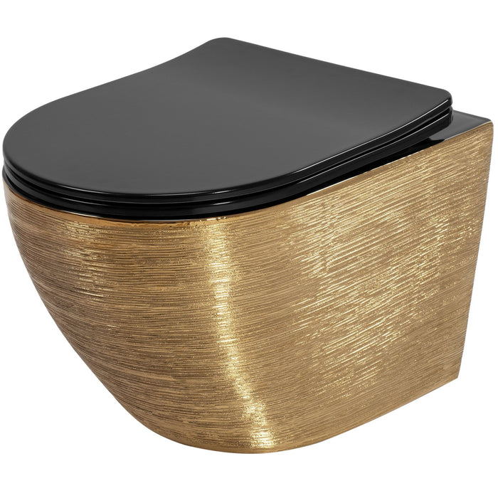 Vaso Wc Sospeso Rea Carlo Mini Tornado Black Brush Gold