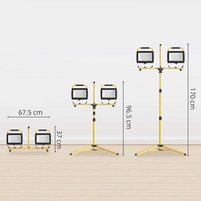 Faretti LED da Esterno IP65 75x62x170 cm da 6500K con Treppiede Staccabile Giallo e Nero