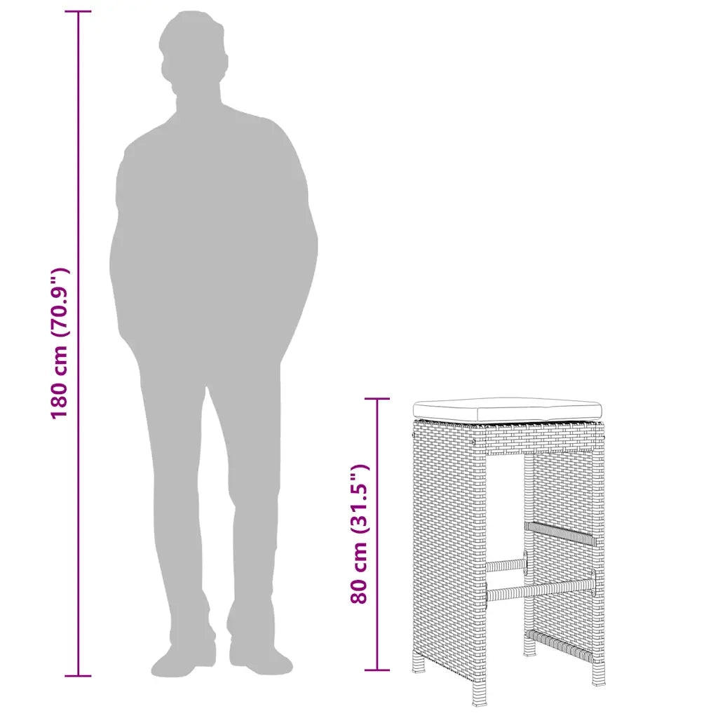 Sgabelli da Bar con Cuscini 2 pz Marroni in Polyrattan CFW3701416