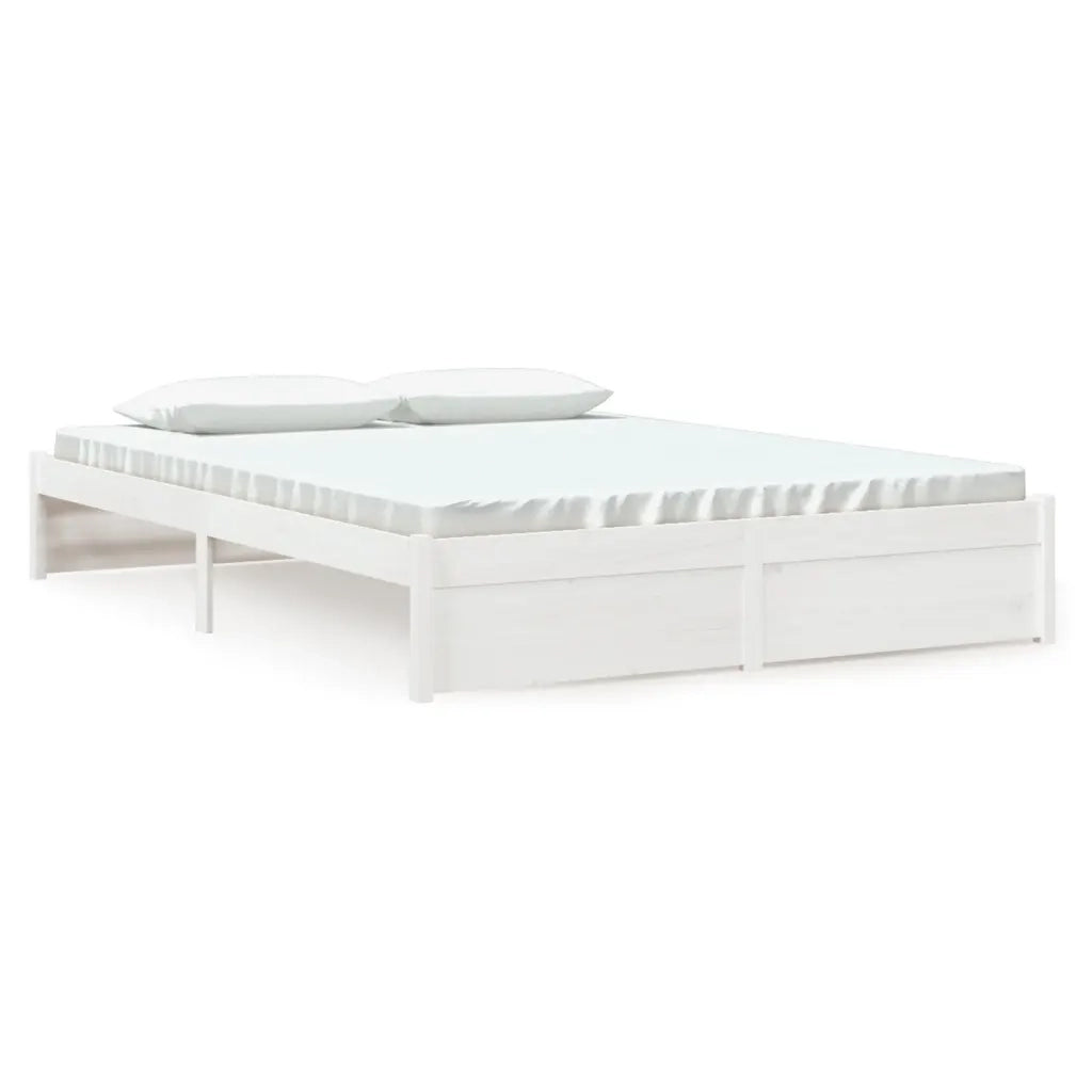 Giroletto-Struttura Letto Bianco in Legno Massello 150x200 cm King Size 885924