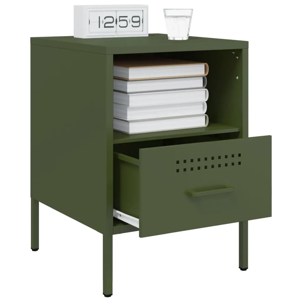 Comodini 2 pz Verde Oliva 36x39x50,5 cm in Acciaio 843063