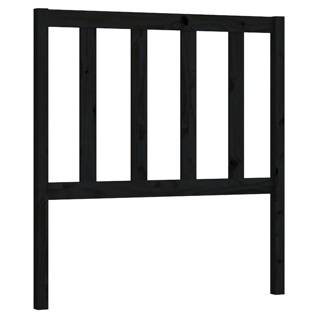 Testiera | Testata per Letto Nera 106x4x100 cm in Legno Massello di Pino