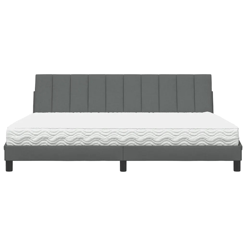 Letto con Materasso Hanko Grigio Scuro 200x200 cm in Tessuto