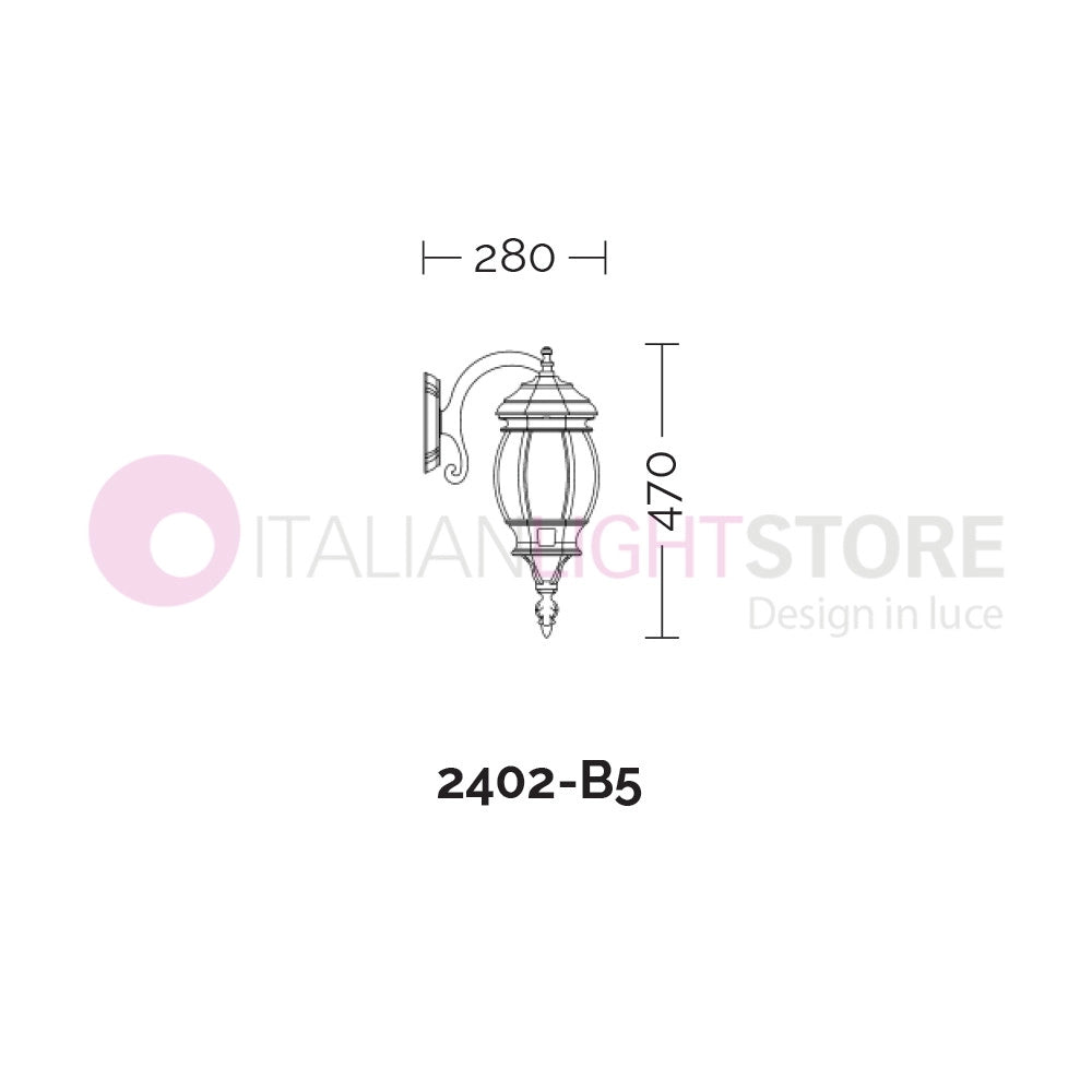 ENEA Applique Lanterna a Parete in Alluminio per Esterno Classica NERO-RAME GARDENLIGHT