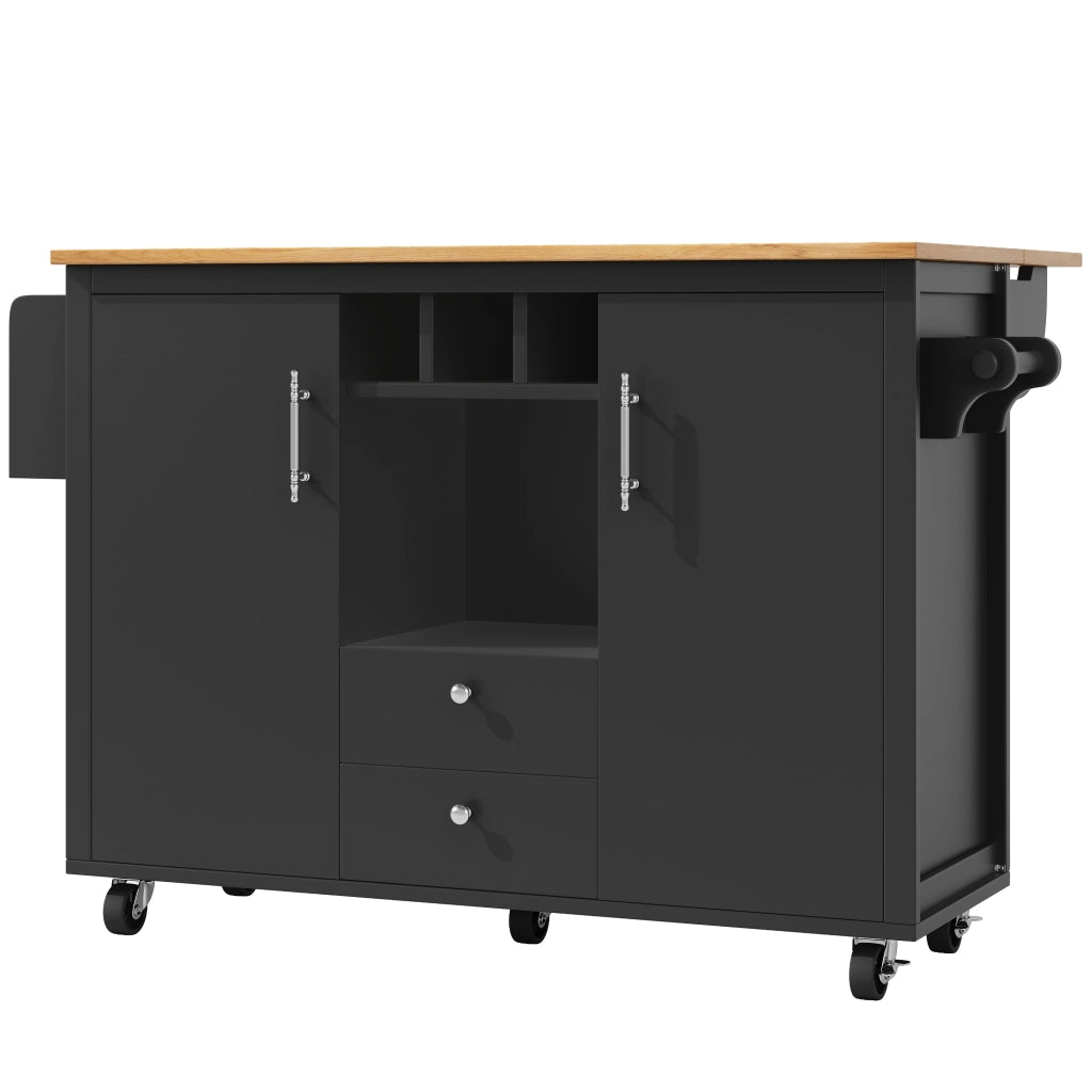 Isola Cucina con Anta e Ripiani ¨C MINIMAL ¨C Bianco/Nero, 120x92x73 cm