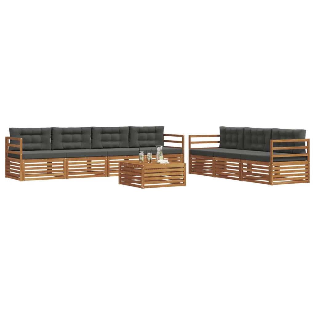 Set di divani da esterno con cuscino 8 pcs Naturale e Antracite