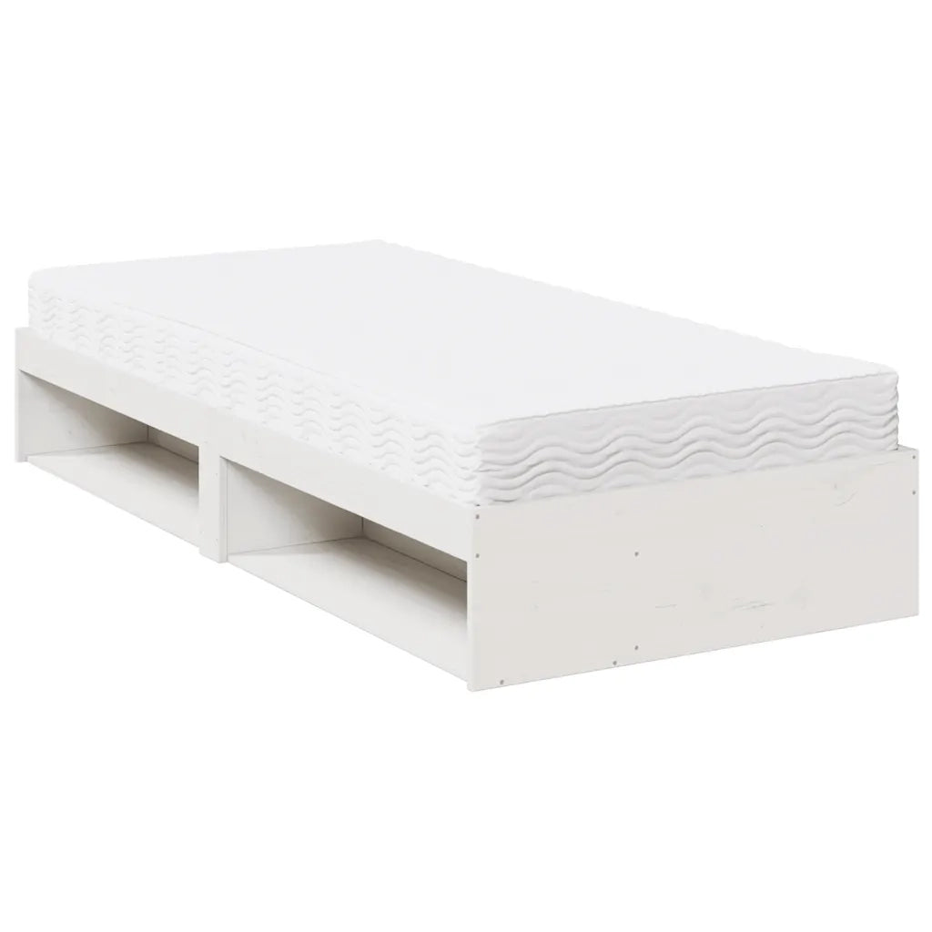 Dormeuse con Materasso-Divano Letto Bianca 90x190 cm Legno Massello di Pino