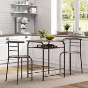 Tavolo da pranzo con sedie-Gruppo da pranzo tridimensionale-Gruppo da seduta-Gruppo da cucina-Tavolo in legno-Contenitore per balcone e sala da pranzo e soggiorno-Colorazione marrone