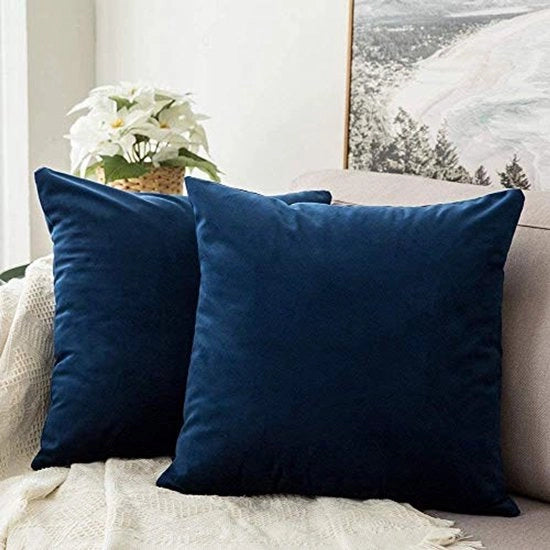 Set di 2 cuscini decorativi in velluto senza imbottitura - Cuscini decorativi con chiusura velatura nascosta - Blu scuro 20 x 20 pollici 50 x 50 cm