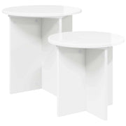 Set tavolini 2 pcs Bianco Lucido Legno ingegnerizzato