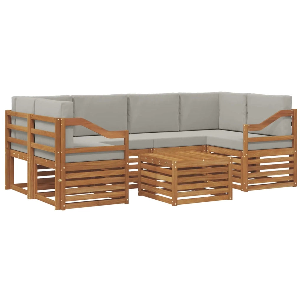 Set di divani da esterno 7 pcs Grigio Naturale e Chiaro