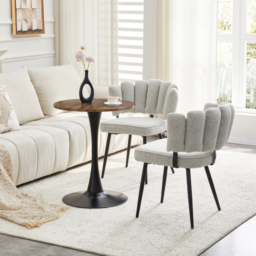 Tavolo da pranzo rotondo con 2 sedie piano in MDF, base centrale stabile, colore noce e nero, Ø 60 cm