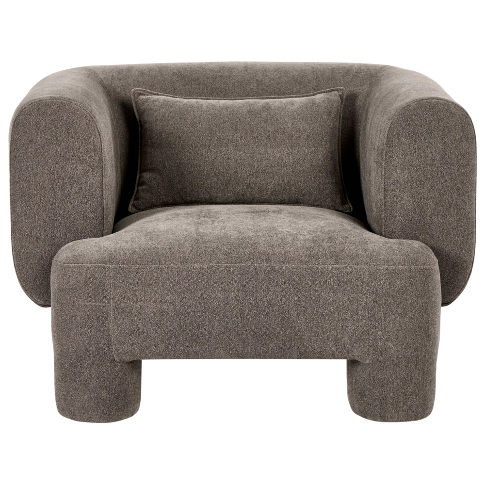 Set da salotto Divano a 3 posti morbido e curvo in tessuto marrone Poltrona Loveseat Stile retrò minimalista