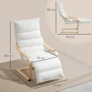 POLTRONA Relax con poggiapiedi regolabile 67x93-114x105 cm Bianco