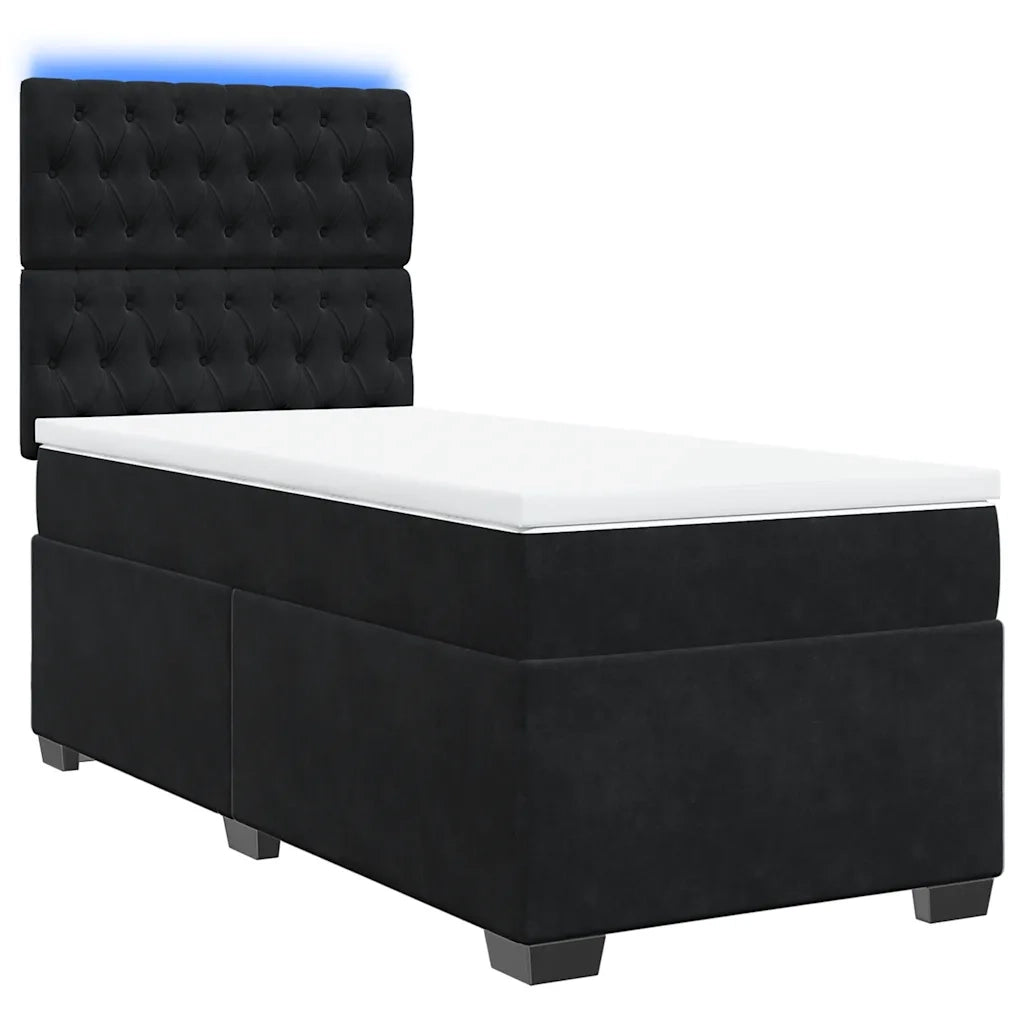 vidaXL Giroletto a Molle con Materasso Nero 80x200 cm in Velluto