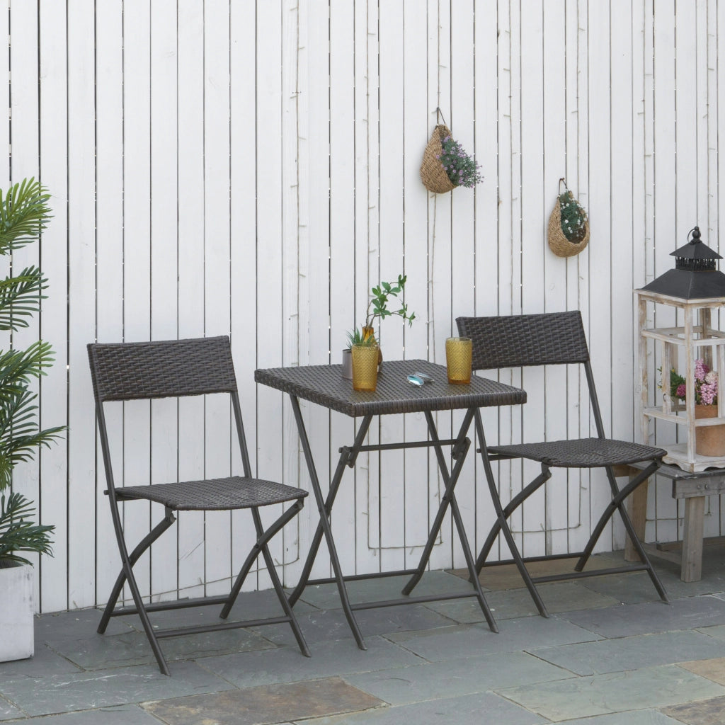 Set da Giardino Pieghevole 3 Pezzi in Rattan e Metallo ¨C zephmum ¨C Nero