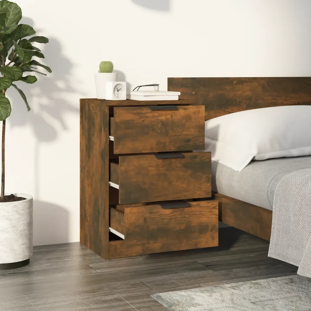 Comodino | Armadio da Notte | Mobiletto da notte Rovere Fumo 40x36x65 cm