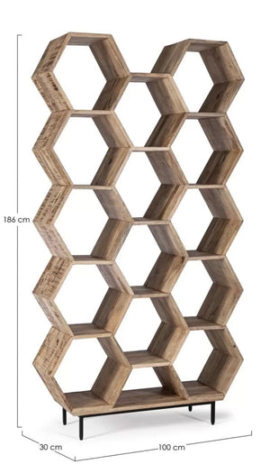 Libreria industral nido d'ape in legno l.100 p.30 h.186 - Mobili 2G
