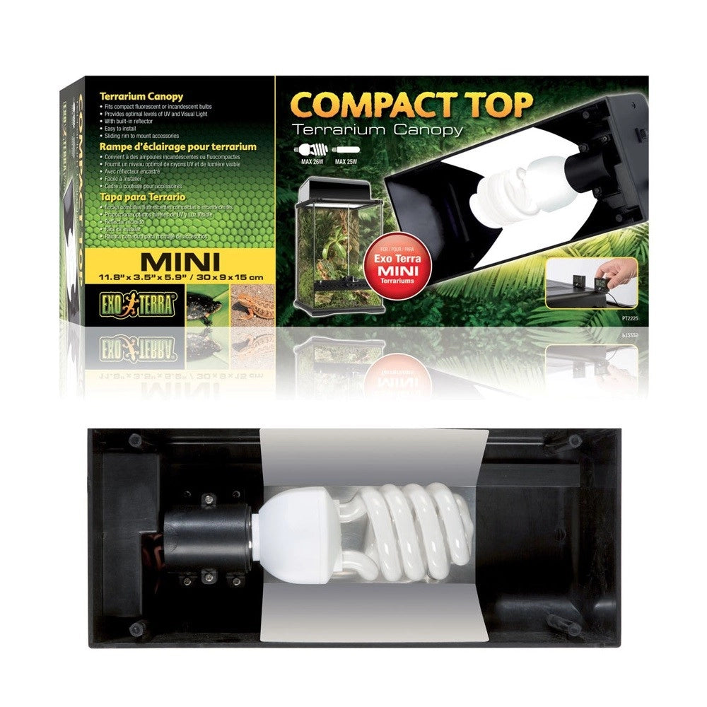 ExoTerra Compact Top Mini - Plafoniera per terrari ExoTerra Natural e Screen Terrarium Mini
