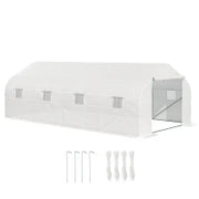 Serra per Orto 6x3x2m con 8 Finestre e Porta Avvolgibile, in Acciaio e PP, Verde