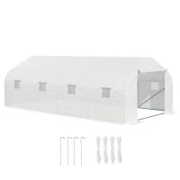 Serra per Orto 6x3x2m con 8 Finestre e Porta Avvolgibile, in Acciaio e PP, Verde