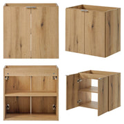 Set mobili da bagno contenitore con specchio effetto rovere 03_0009425