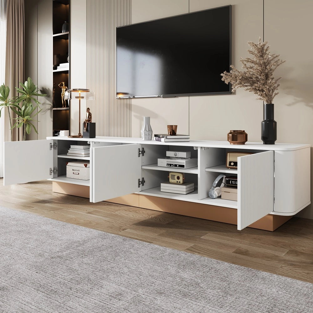 Mobile TV 200 cm ¨C Xylo ¨C Legno MDF, 4 Ante, Soggiorno, Bianco