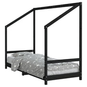Giroletto per Bambini | Letto Infantile | Lettino Nero 80x200 cm in Legno Massello di Pino