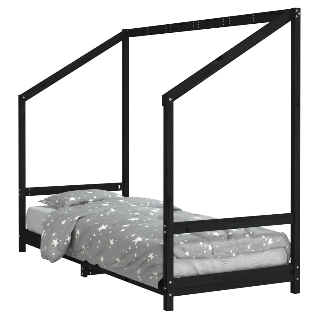 Giroletto per Bambini | Letto Infantile | Lettino Nero 80x200 cm in Legno Massello di Pino