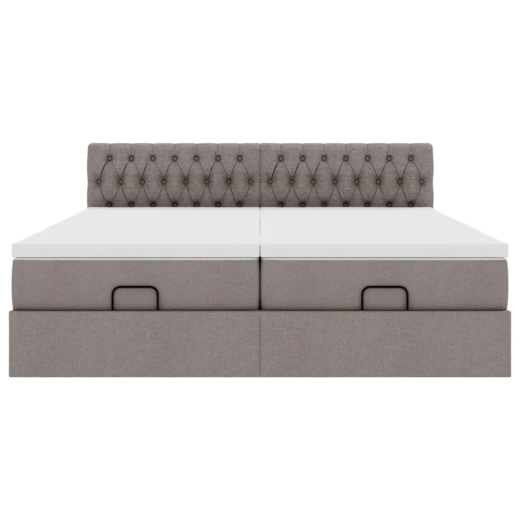 Struttura Letto Pouf con Materassi Tortora 180x200cm in Tessuto 3312868
