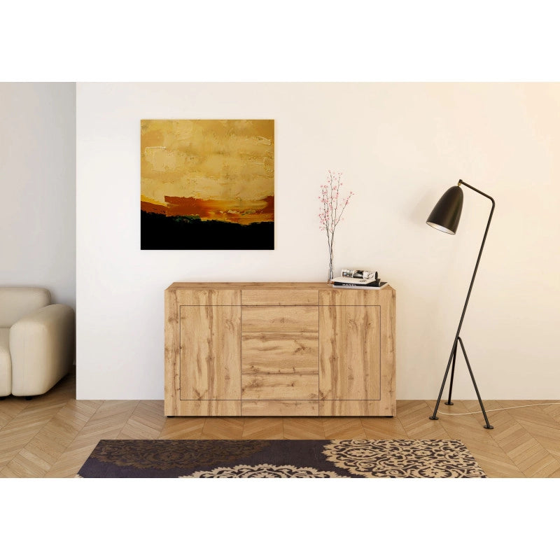 Madia moderna 2 ante/3 cassetti 150x40x83,5 cm Elios - Quercia Natura