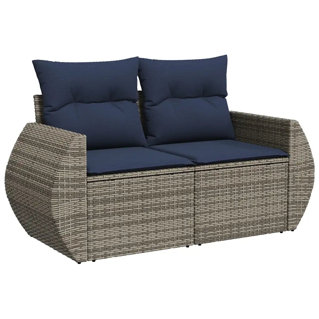 Set Divani da Giardino 9 pz con Cuscini Grigio in Polyrattan 3225102