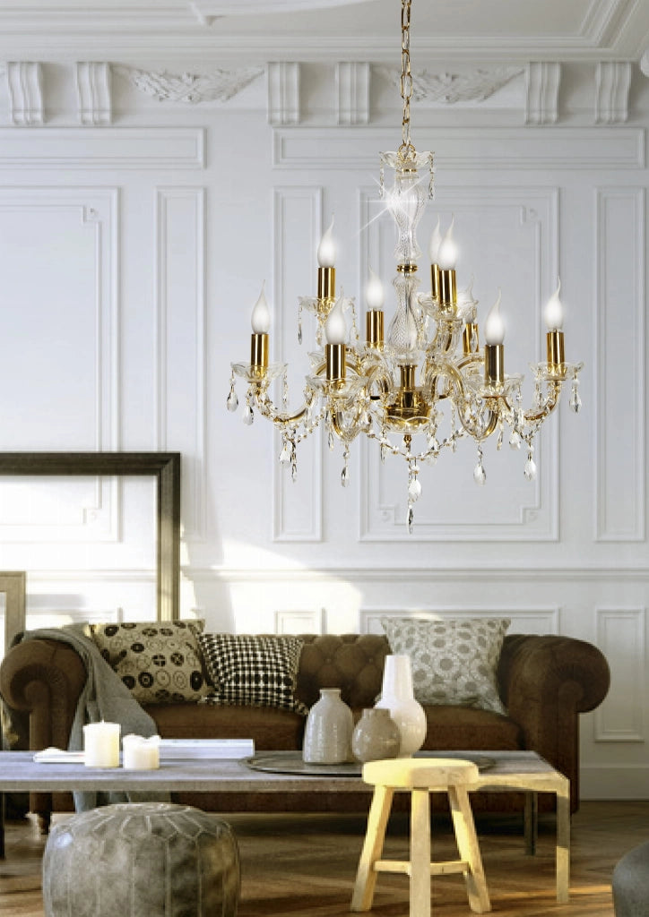 Lampadario Candellux Maria Teresa 9xE14 oro cristallo