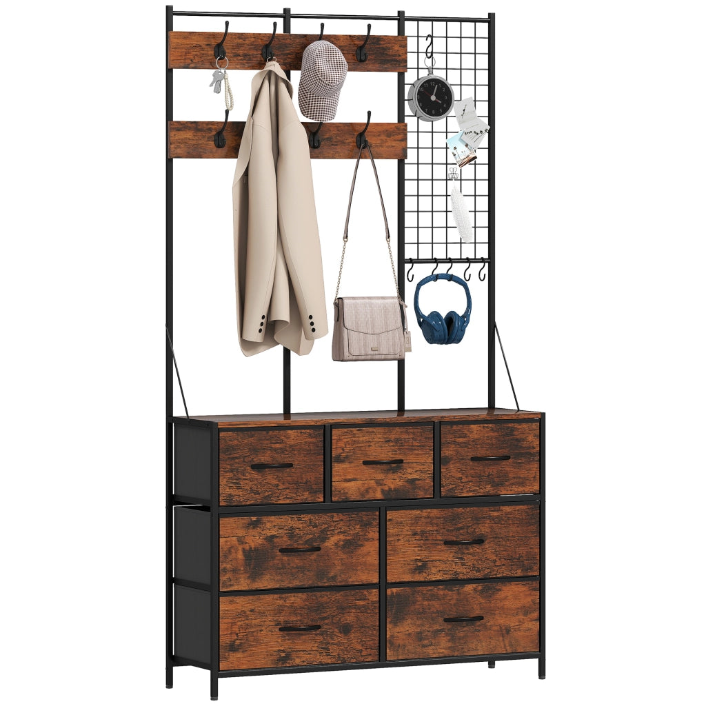 Mobile ingresso con appendiabiti e cassetti ¨C zephmum ¨C marrone 100x30x183 cm