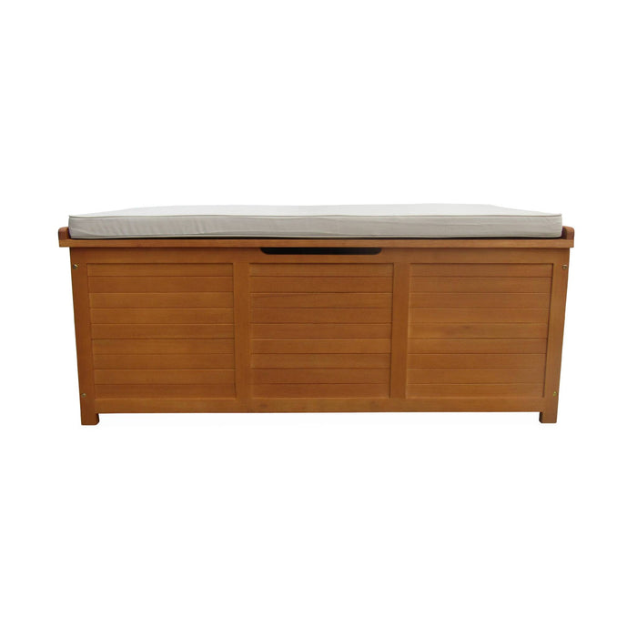 Cassapanca da giardino in legno 200l con martinetti, marrone naturale