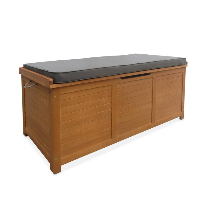 Cassapanca da giardino in legno 200l con martinetti, marrone naturale