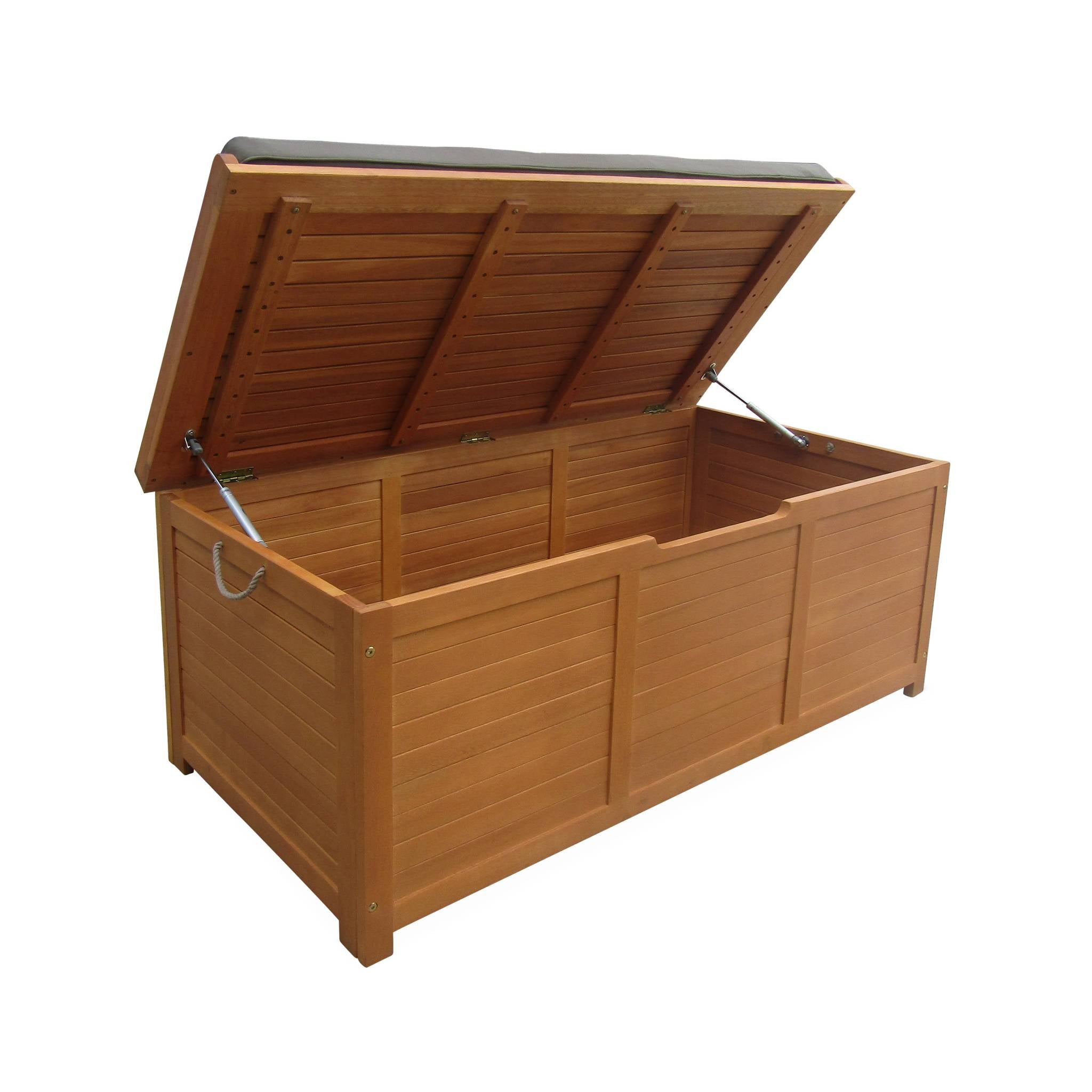 Cassapanca da giardino in legno 200l con martinetti, marrone naturale
