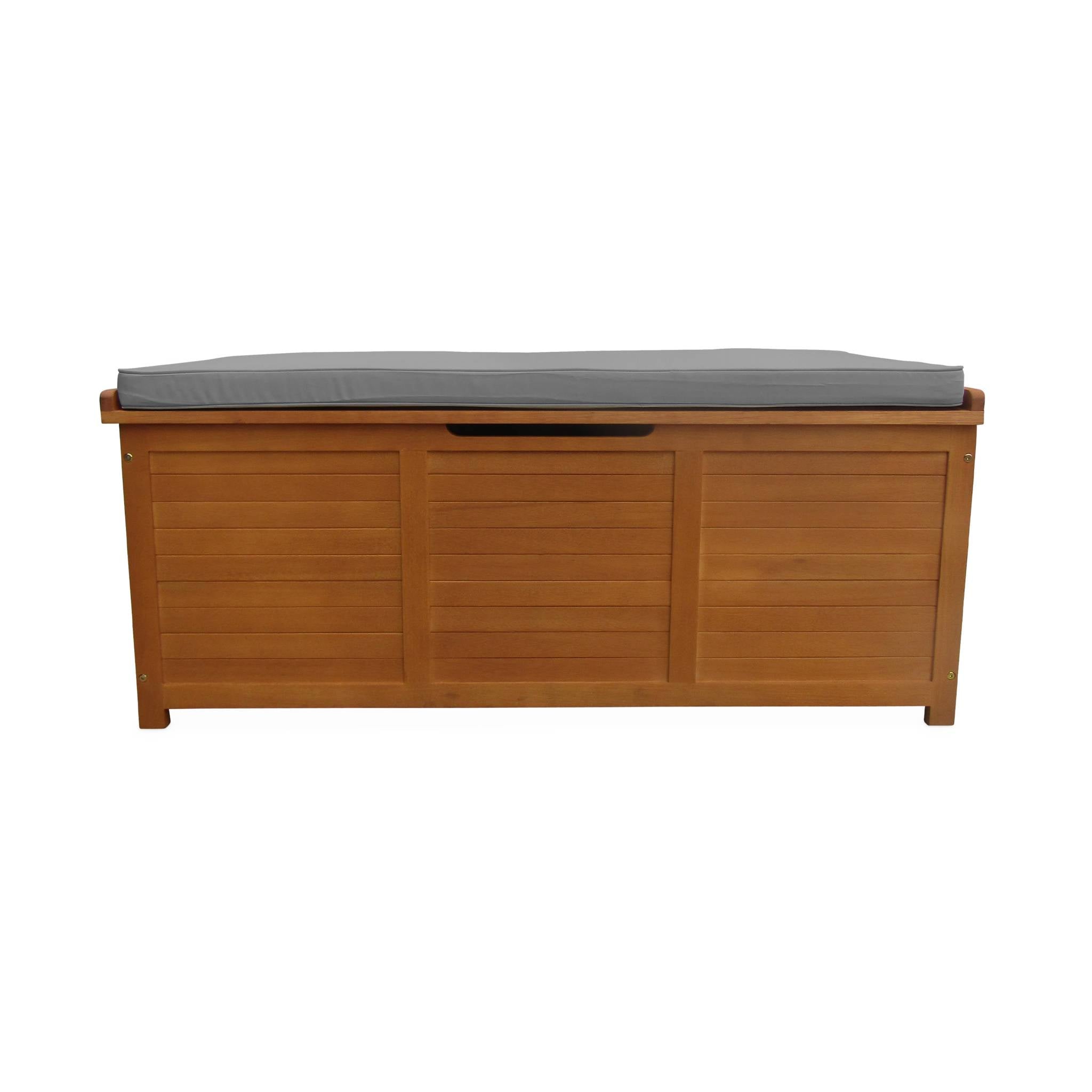 Cassapanca da giardino in legno 200l con martinetti, marrone naturale