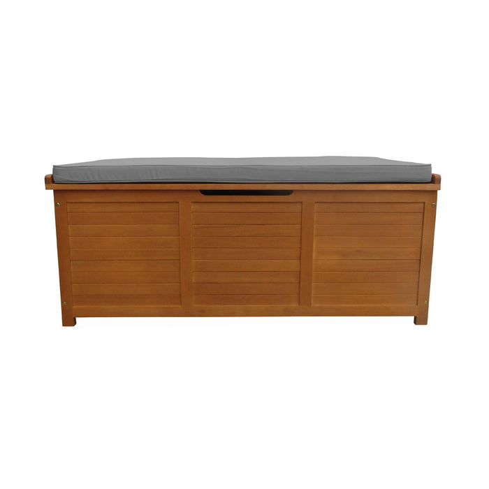 Cassapanca da giardino in legno 200l con martinetti, marrone naturale