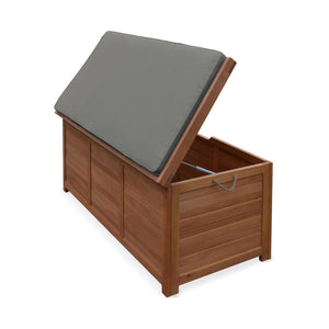 Cassapanca da giardino in legno 200l con martinetti, marrone naturale