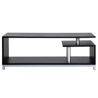 Mobile TV Moderno con Ripiano in Legno, Mobiletto Tavolino Basso da Salotto 114x40x40.5cm, Nero