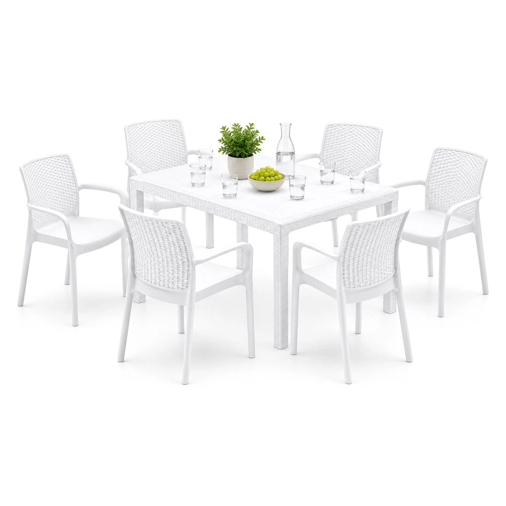 Salottino Outdoor Matarene, set Salotto da Esterno 6 Posti Made in Italy, Bianco