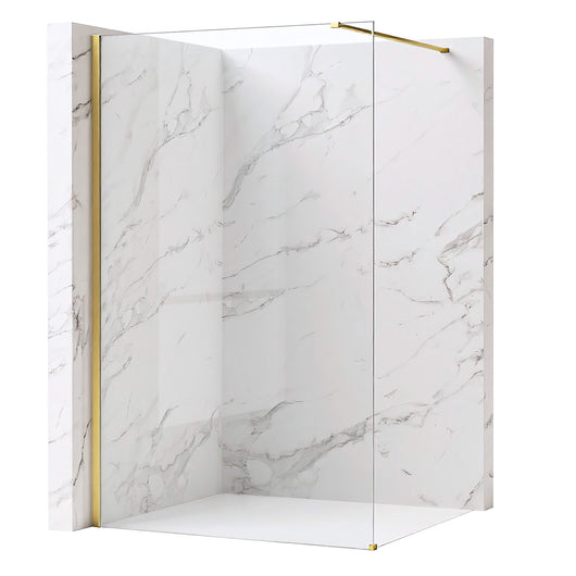 Parete Doccia Rea Flexi Transparent / Brush Gold 80