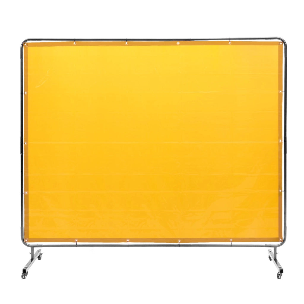 Tenda di Protezione per Saldatura XU-2312 1,8x2,4m in Vinile Ignifugo con 4 Ruote Girevoli e Protezione UV Giallo per Officina