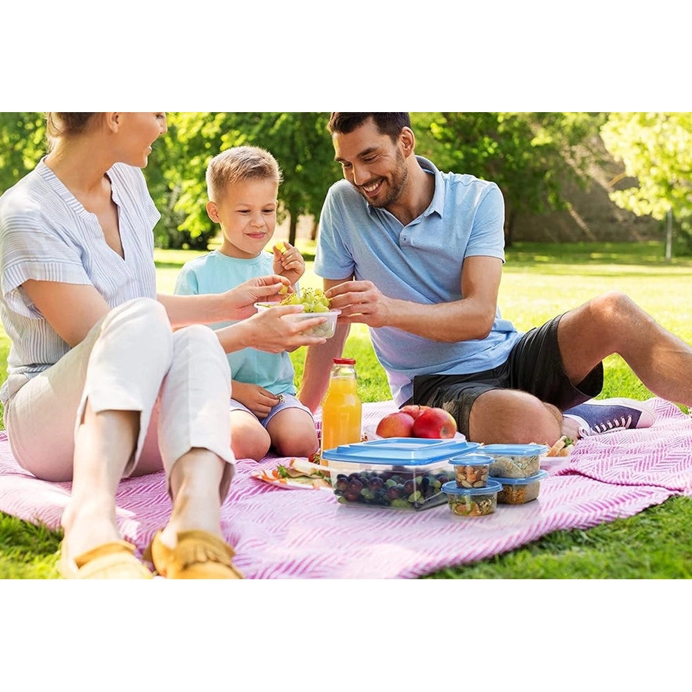 Trade Shop - Set 21pz Contenitori Con Coperchi Per Alimenti In Plastica Trasparenti Impilabili Microonde -
